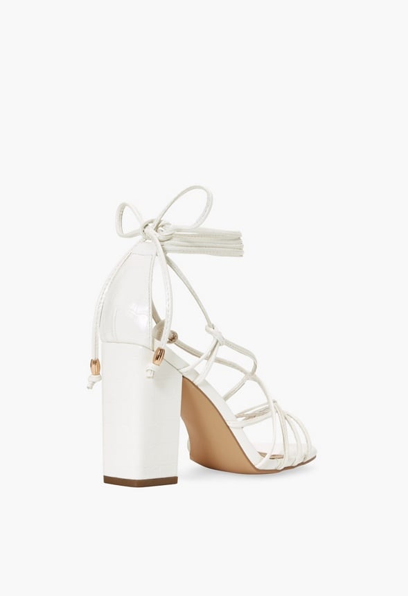 Dimona Strappy Block Heeled Sandal White