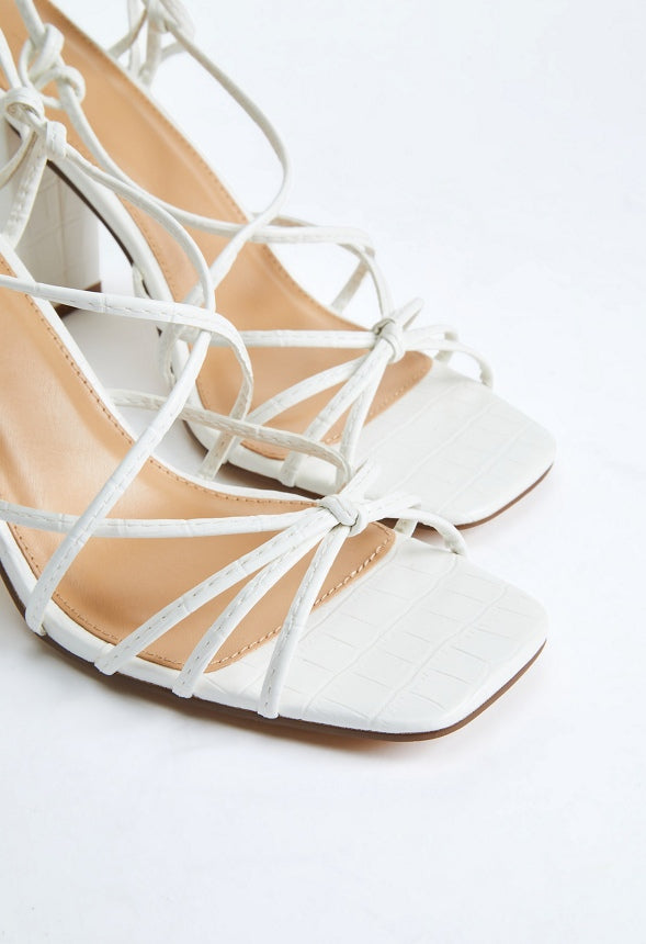 Dimona Strappy Block Heeled Sandal White
