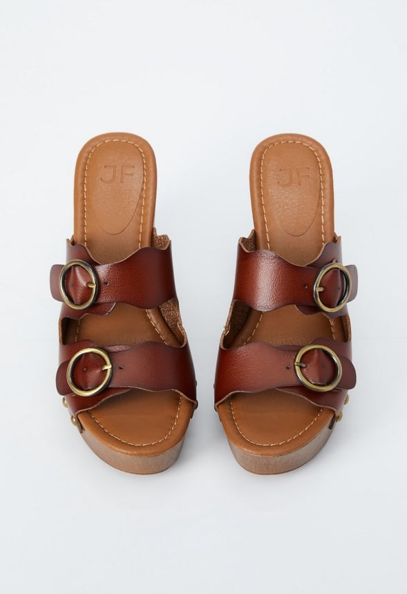 Kacie Studded Platform Sandal Leather Brown
