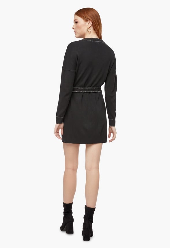 Cardigan Dress Black Caviar With Lurex