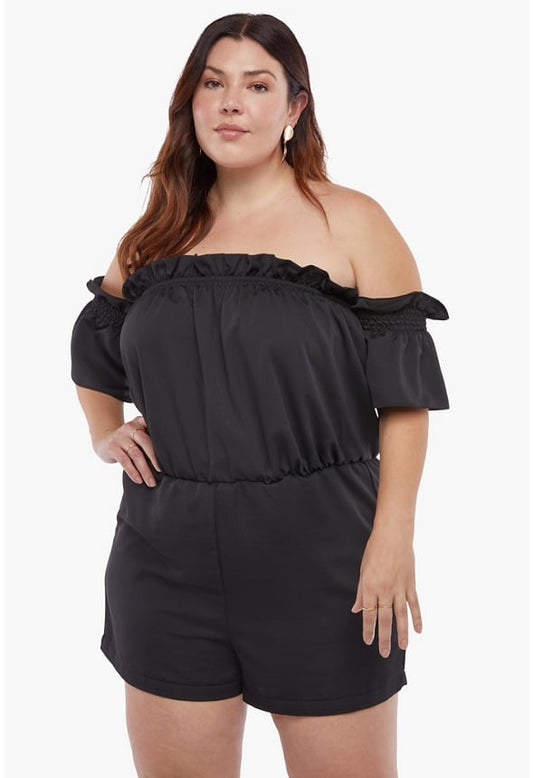 Off Shoulder Playsuit Black