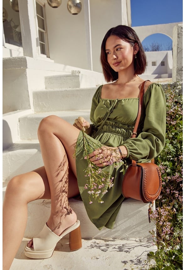 Fit And Flare Mini Dress Burnt Olive