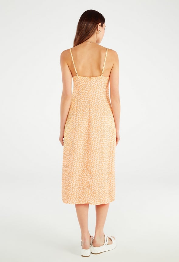 Empire Waist Midi Dress Amber Yellow Multi