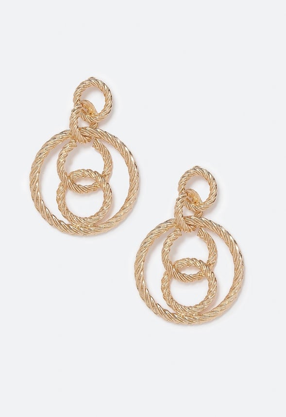 Eden Twisted Rings Drop Earrings Gold