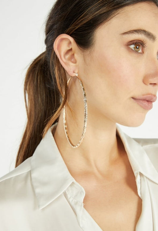Elisa Diamond Cut Hoop Earrings Gold