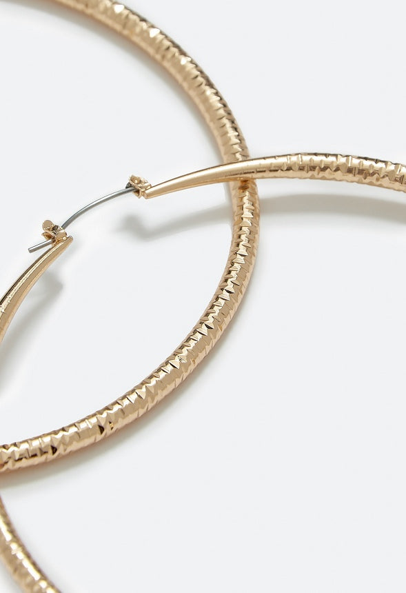 Elisa Diamond Cut Hoop Earrings Gold