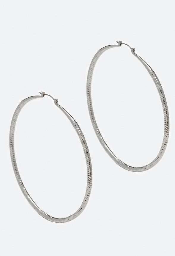 Elisa Diamond Cut Hoop Earrings Silver