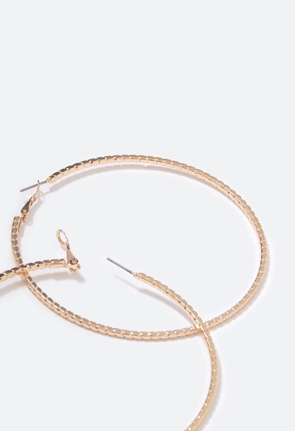 Mila Textured Oversized Hoop Earrings Gold