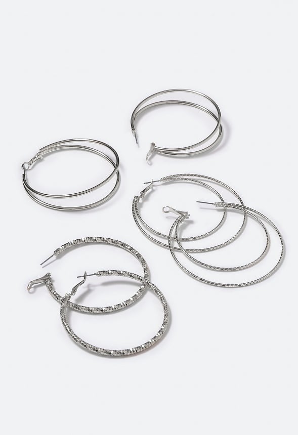 Nina Mixed Hoops Multipack Silver