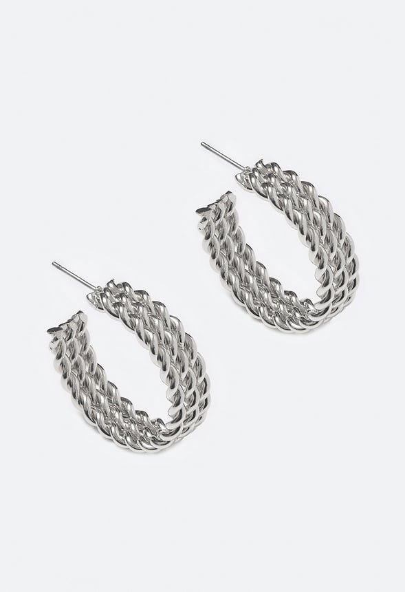 Amari Triple Twist Hoop Earrings Silver