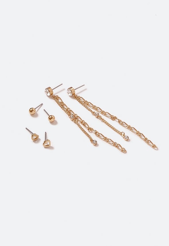 Sage Chain Strand and Stud Multipack Crystal/ Gold