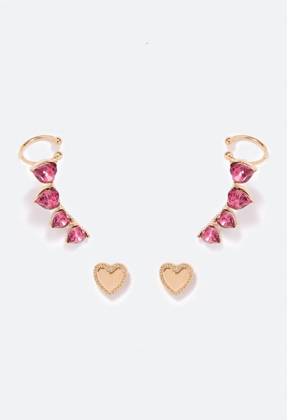 Zoie Glass Heart Earparty  Pink/ Gold