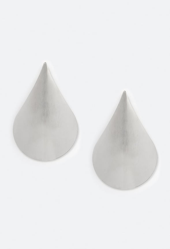 Nala Bold Lightweight Domed Teardrop Stud Earrings Silver