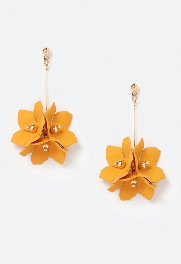 Xyla Color Coated Petals Flowers Drop Earrings Yellow/ Gold
