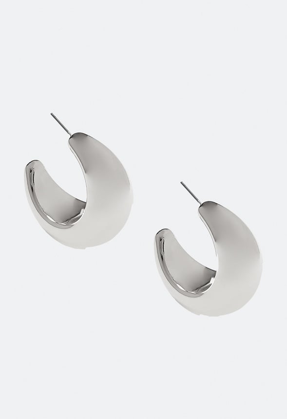 Dia Lightweight Graduated Hoop Earrings Silver
