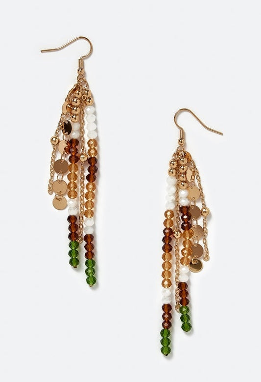 Luna Faceted Glass Beads And Chain Chandelier Earrings Multi/ Gold