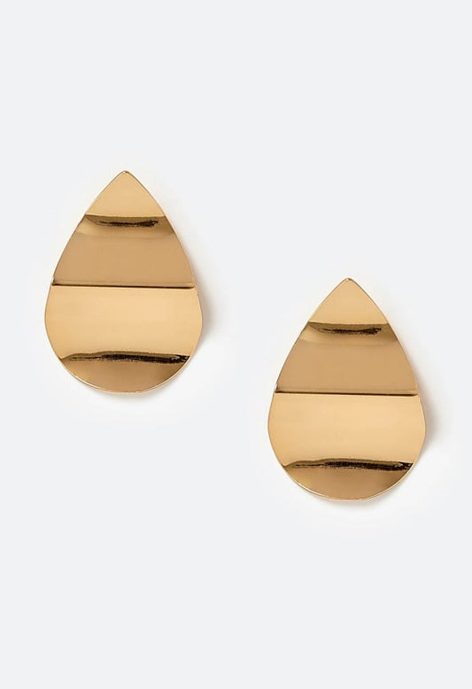 Hana Crinkled Effect Smooth Petal Shape Stud Earringsarri Gold