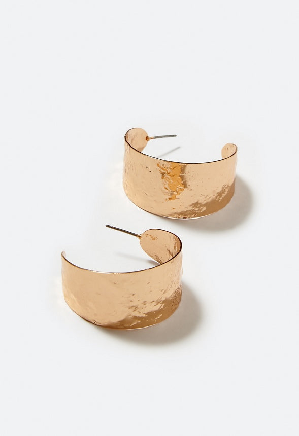 Demi Textured Metal Graduating Hoop Earrings Gold