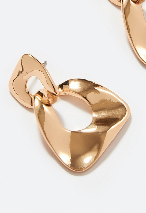 Blake Organic Metal Links Drop Earring Gold