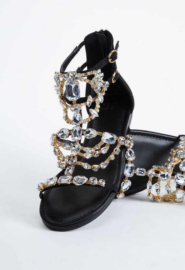 Remy Embellished Gladiator Sandal BLACK