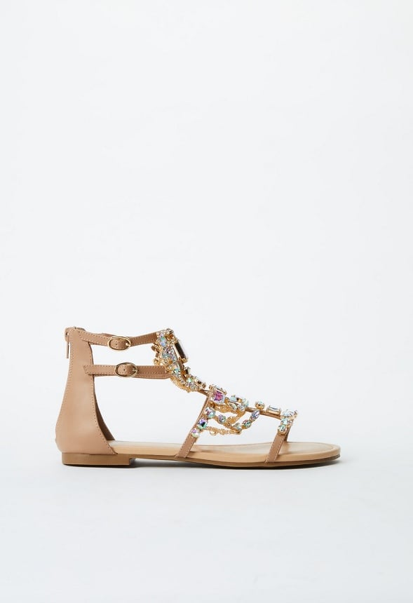 Remy Embellished Gladiator Sandal Beige