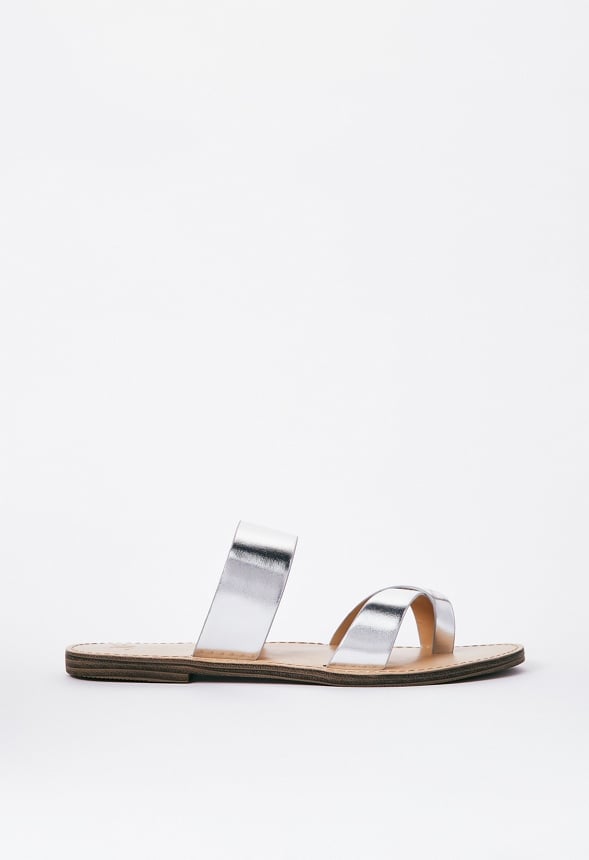 Cloey Faux Leather Slide Silver