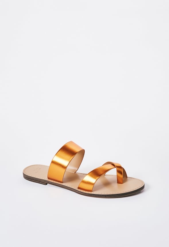 Cloey Faux Leather Slider Mandarin Orange