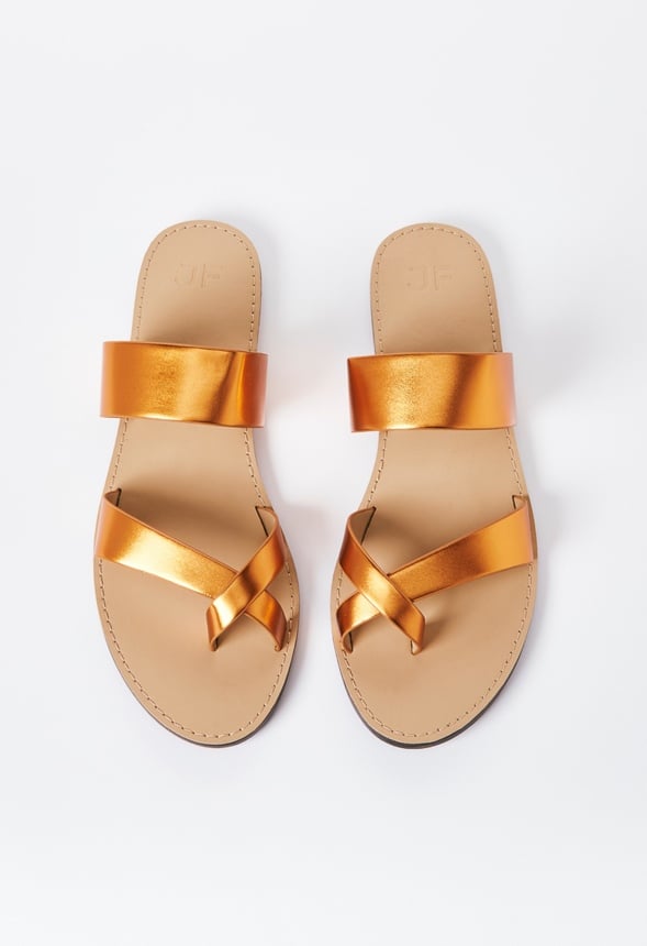 Cloey Faux Leather Slider Mandarin Orange