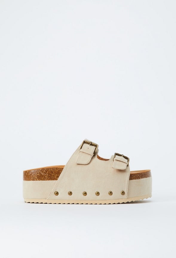 Abbie Platform Slide Sandal Semolina Beige