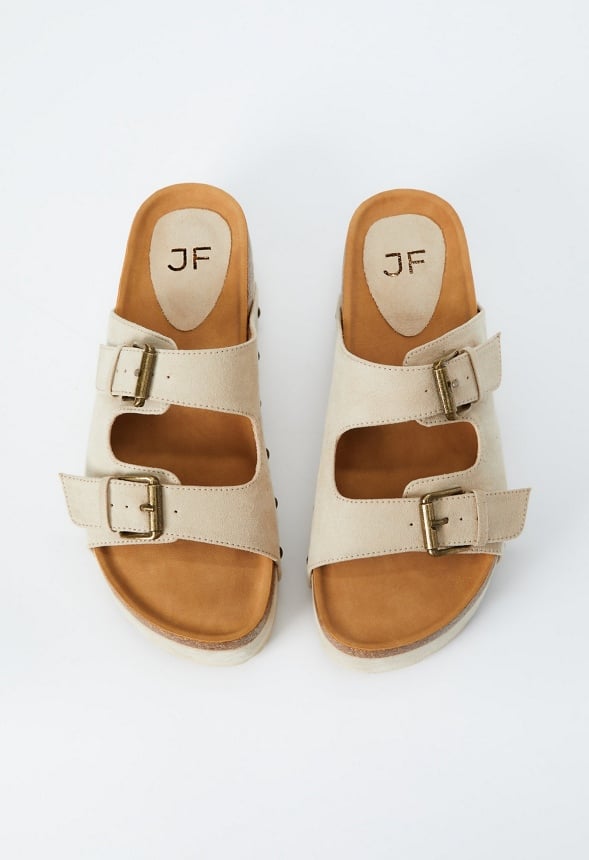 Abbie Platform Slide Sandal Semolina Beige