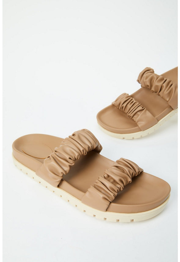 Eva Flat Slide Sandal Taupe