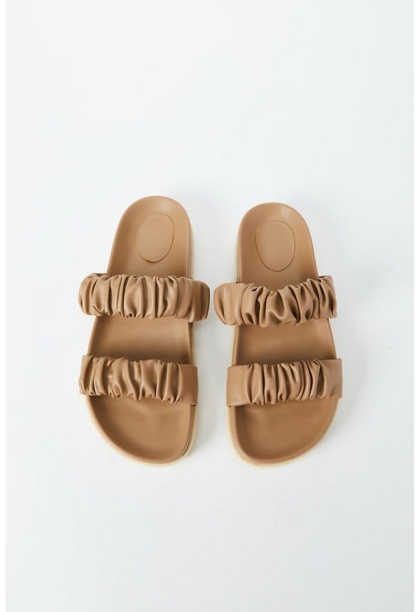 Eva Flat Slide Sandal Taupe