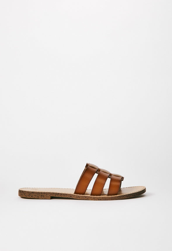 Naya Flat Slide Sandal Camel