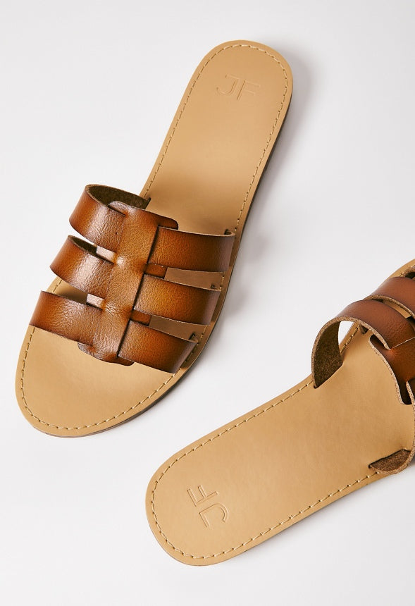 Naya Flat Slide Sandal Camel