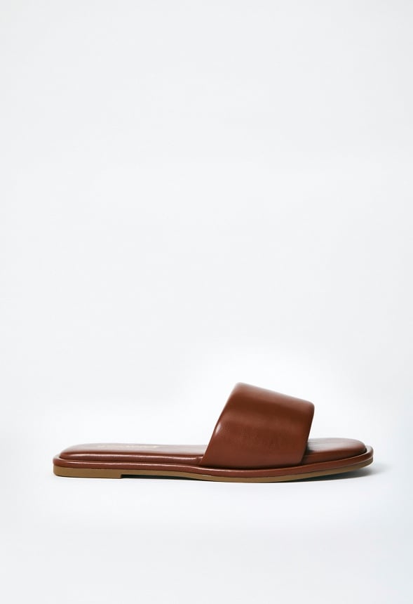 Halle Flat Slider Sandal Leather Brown