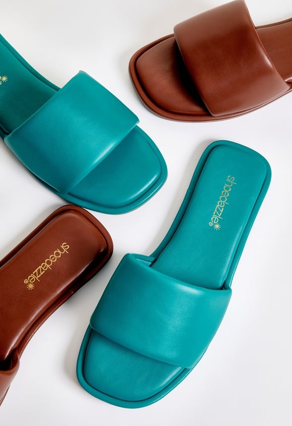Halle Flat Slide Sandal Tropical Green