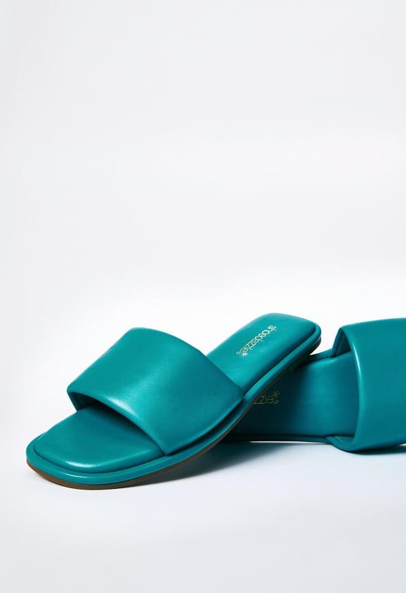 Halle Flat Slide Sandal Tropical Green