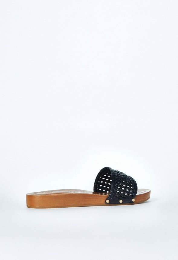 Raya Flat Slide Sandal Black