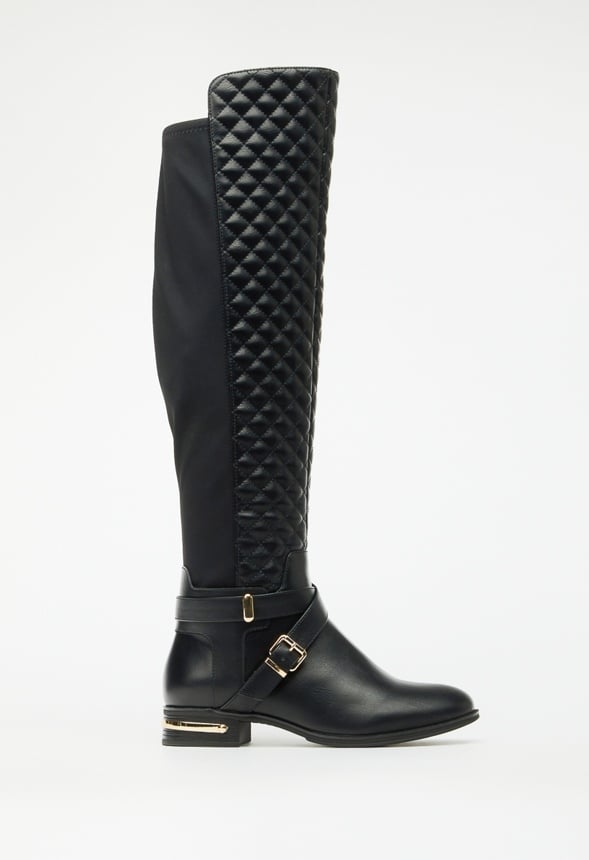 Annabeth Quilted Flat Boot Black