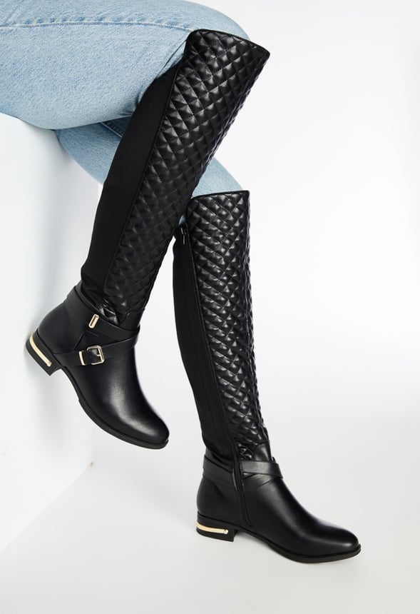 Annabeth Quilted Flat Boot Black