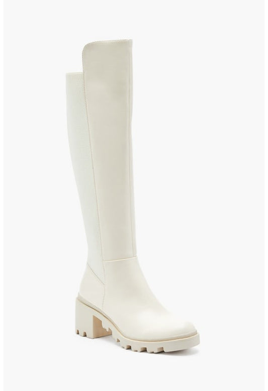 Ayden Chunky Block Heeled Boot Bone