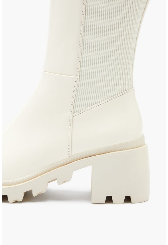 Ayden Chunky Block Heeled Boot Bone