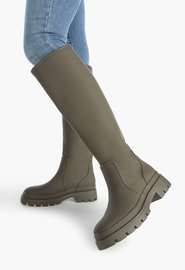 Cassietta Over-The-Knee Flat Boot Army Fatigue Green