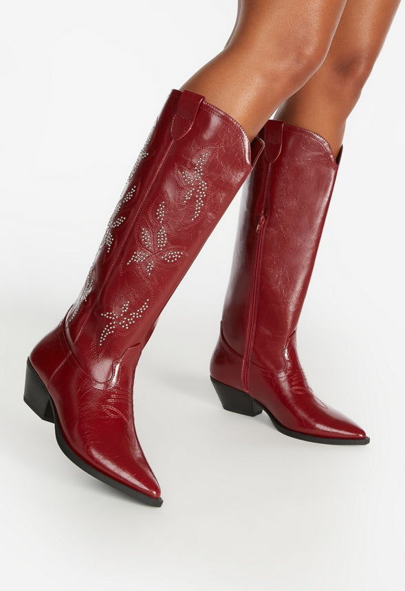 Teddi Western Boot Cabernet Red