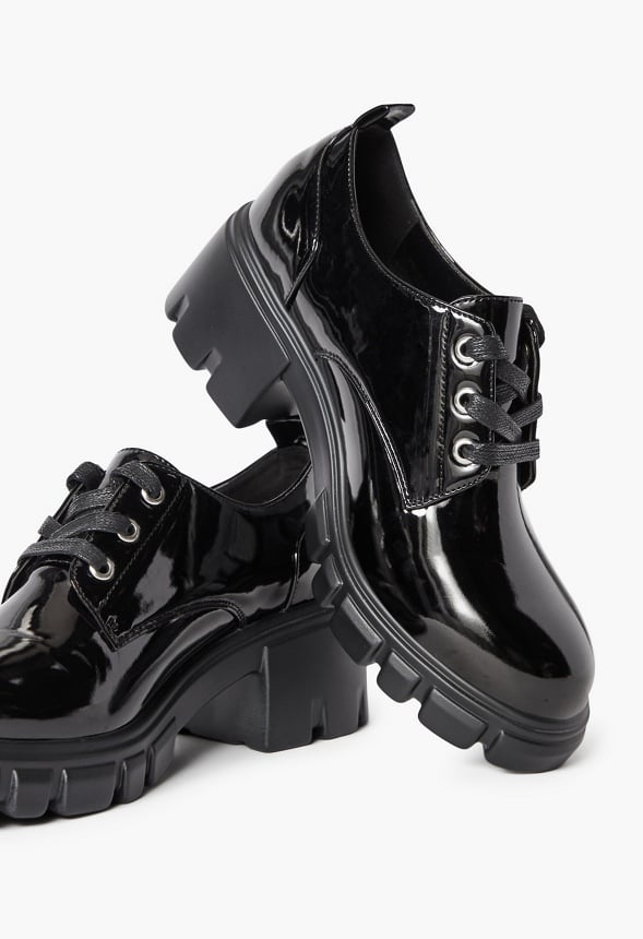 Sofia Lace-Up Heeled Oxford Black Caviar