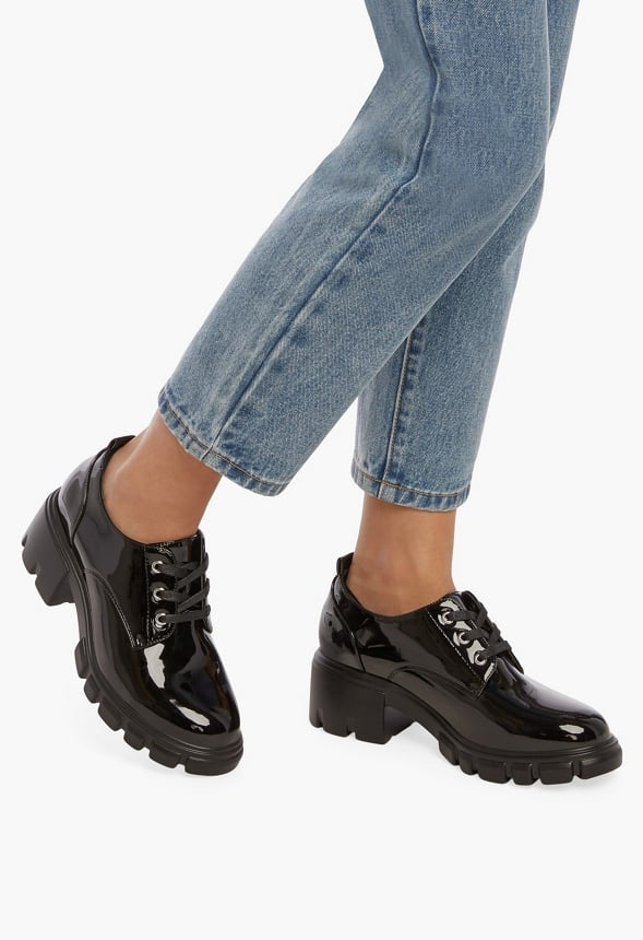Sofia Lace-Up Heeled Oxford Black Caviar
