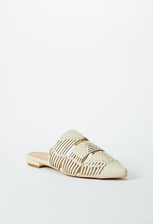 Milana Woven Flat Mule Birch White