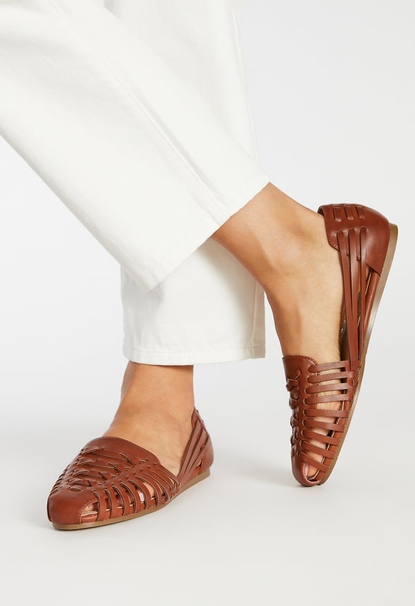 Carla Woven Flat Cognac