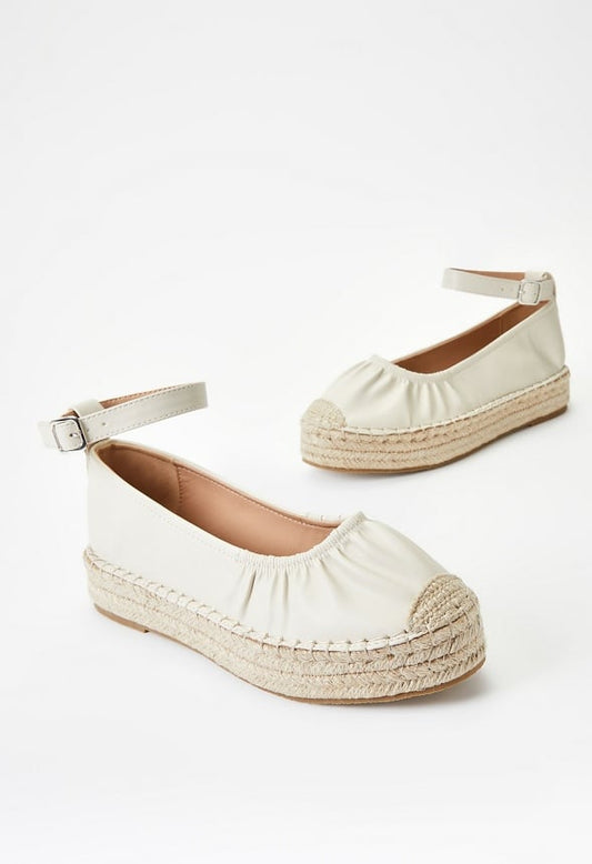 Tessa Espadrille Flat Birch White