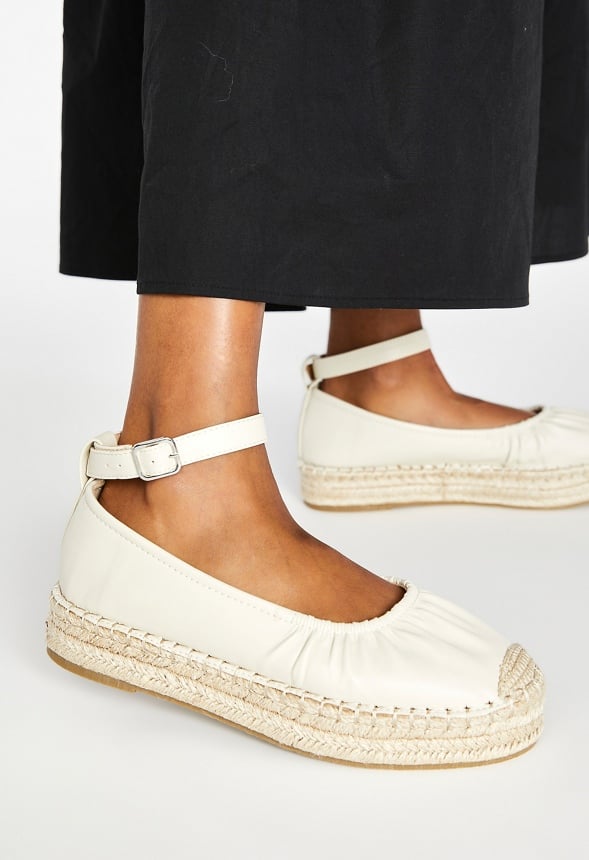 Tessa Espadrille Flat Birch White